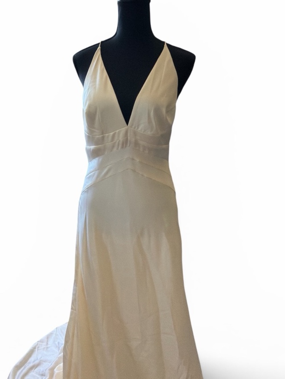 NWT Vintage ASOS Ivory V-Neck Satin Wedding Dress - Picture 5 of 8